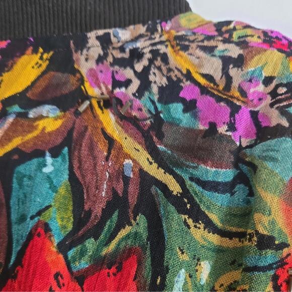Vtg Jane Ashley Zip Up Jacket Floral Art Large Rayon Womens embelished colorful - Picture 8 of 8